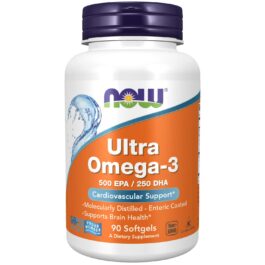Now Foods Ultra Omega-3 Fish Oil (Non-GMO, Gluten Free, Dairy Free, Dairy Free, Egg Free, Halal, Keto Friendly, Kosher) – 90 Softgels