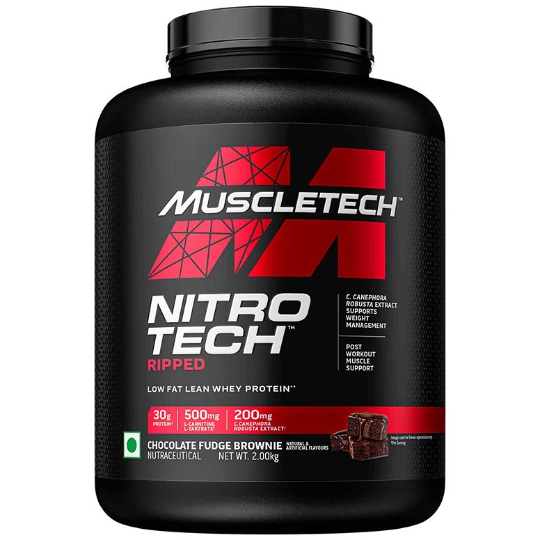 Muscle Tech Performance Series Nitrotech Ripped (Pre & Post-Workout, 30G Protein, 0 Creatine, 250G Cla, 200Mg C. Canephora Robusta) – 4 Lbs (1. 81 Kg) (Chocolate Fudge Brownie)