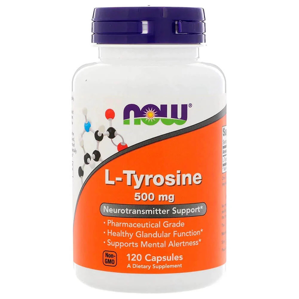 NOW Supplements, L-Tyrosine 500 mg, Supports Mental Alertness*, Neurotransmitter Support*, 120 Capsules