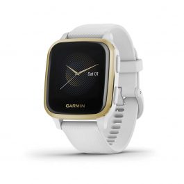 Garmin Venu Sq,GPS Smartwatch with Bright Touchscreen Display, Features Music and Up to 6 Days of Battery Life (WHITE/LIGHT Gold)