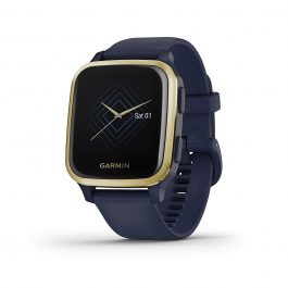 Garmin Venu Sq Music, GPS Smartwatch with Bright Touchscreen Display, Features Music and Up to 6 Days of Battery Life (Navy/Light Gold)