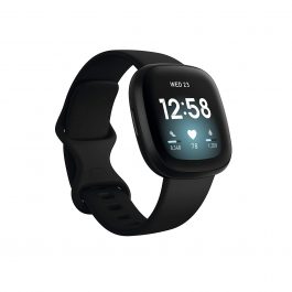 Fitbit Versa 3 Health & Fitness Smartwatch with GPS, 24/7 Heart Rate, Alexa Built-in, 6+ Days Battery, Black/Aluminium , One Size (S & L Bands Included)