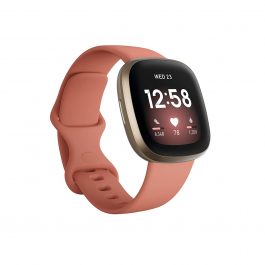 Fitbit Versa 3 Health & Fitness Smartwatch with GPS, 24/7 Heart Rate, Alexa Built-in, 6+ Days Battery, Pink Clay/Soft Gold Aluminium, One Size (S & L Bands Included)