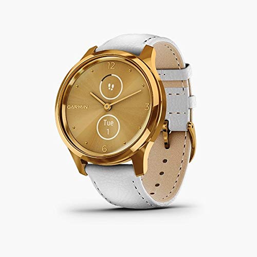 Garmin Vivomove Luxe Gold-White ,Leather Band Smartwatch