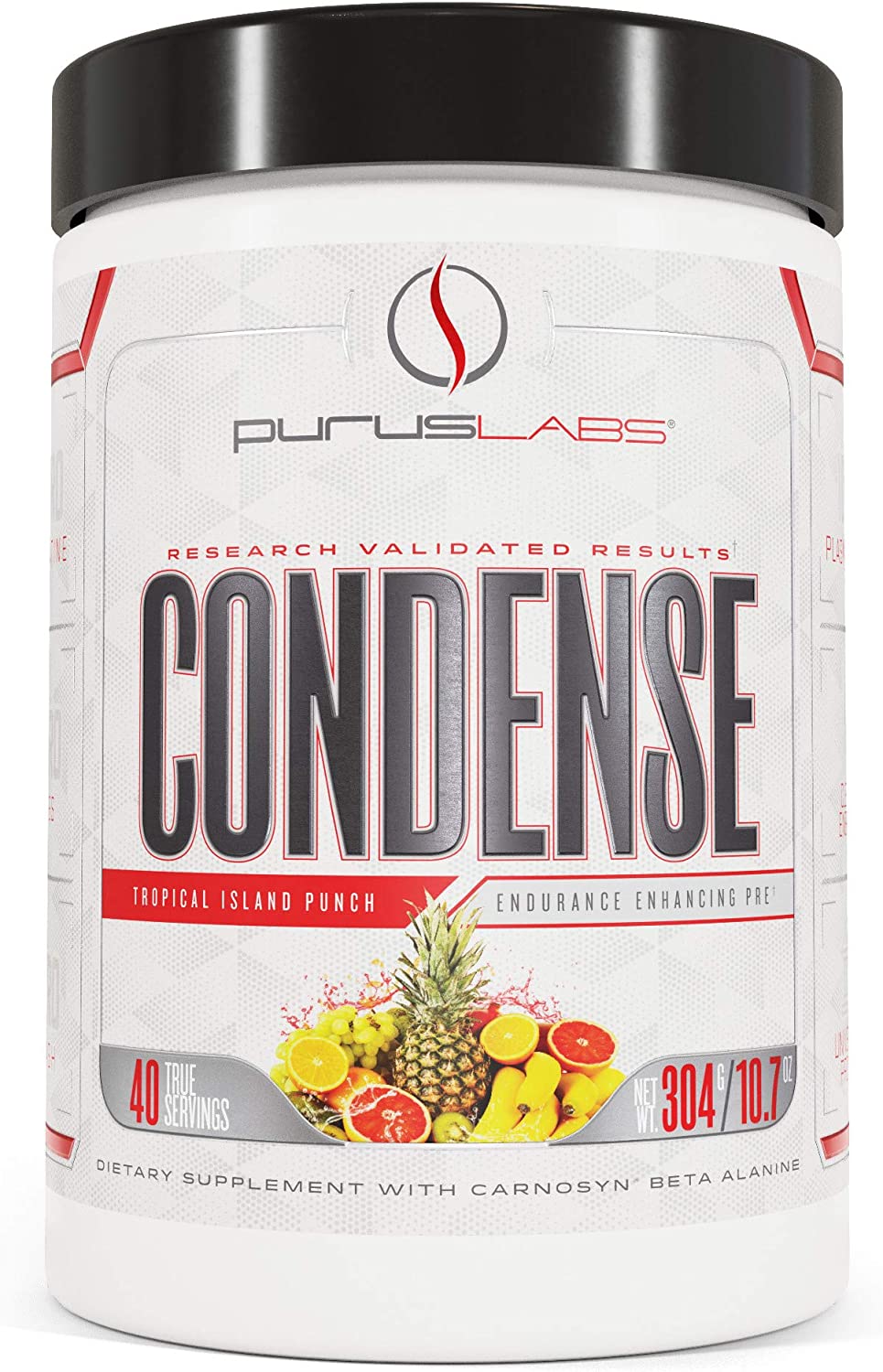 Purus Labs Condense Tropical Island Punch Endurance Enhancing Pre-Workout Powder – Caffeine for Energy – Beta-Alanine – Great Pumps – Clean Energy – Nitric Oxide Boosting – Zero Dyes – Full 40 servs