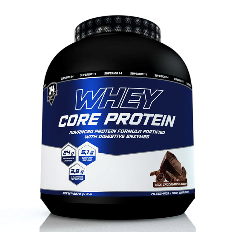 Superior 14 Whey Core Protein, Advanced Protein Formula Fortified With Digestive Enzymes ( 5 lbs, 2.27kg ) Milk Chocolate