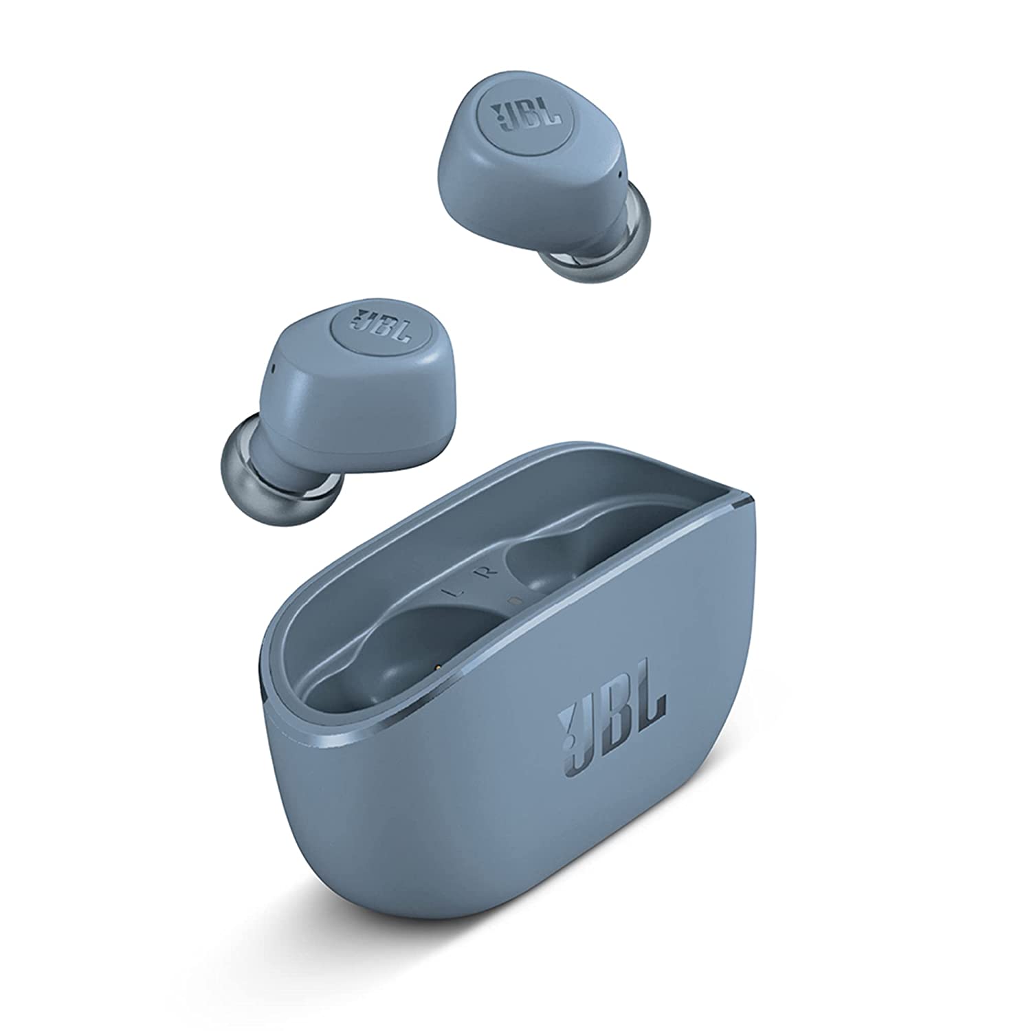 Jbl Wave 100 Bluetooth Truly Wireless in Ear Earbuds with Mic, 20 Hours Playtime, Deep Bass Sound, Use Single Earbud Or Both, Bluetooth 5.0, Voice Assistant Support for Mobile Phones (Blue)