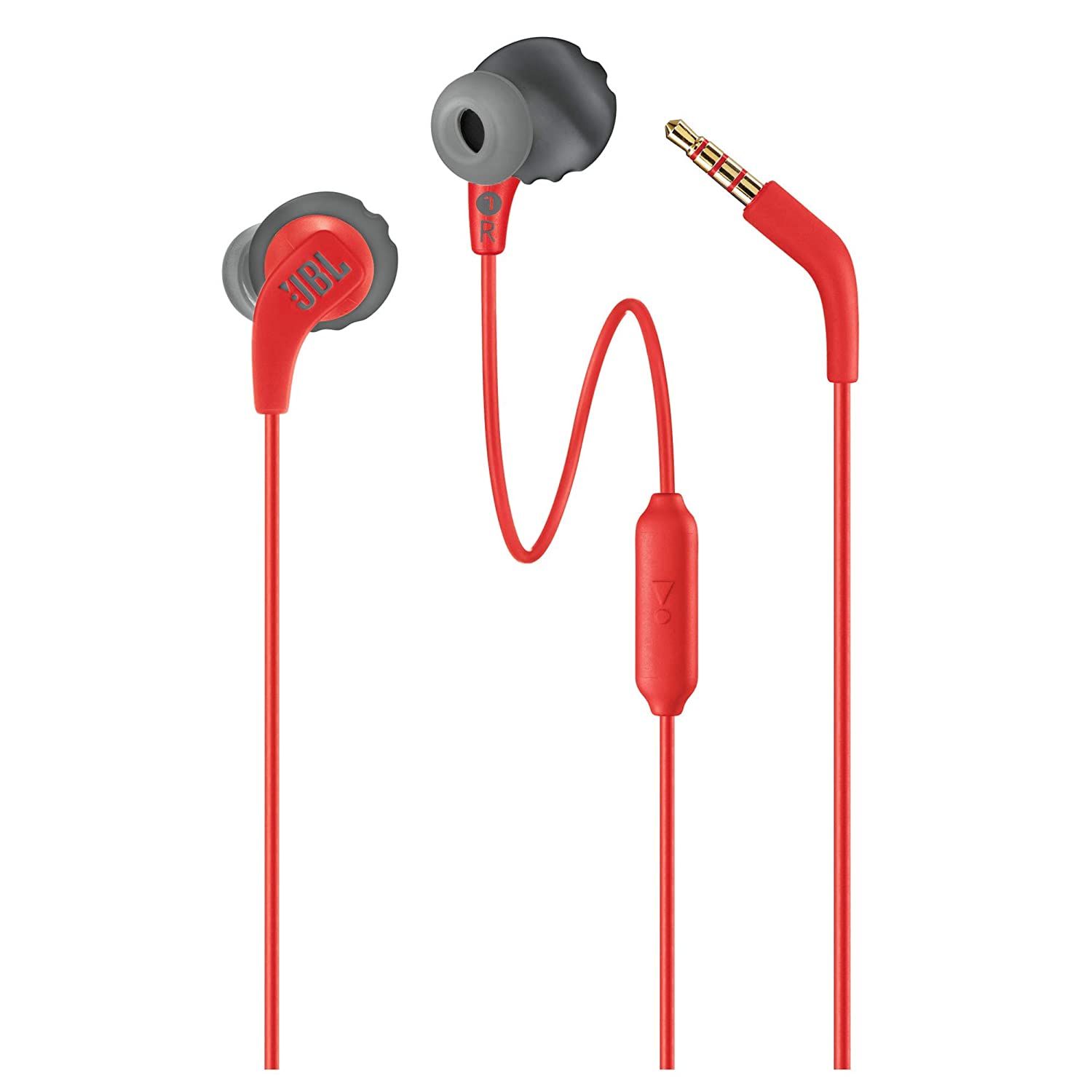 JBL Endurance Run, Sports in Ear Wired Earphones with Mic, Sweatproof, Flexsoft eartips, Magnetic Earbuds, Fliphook & TwistLock Technology with Voice Assistant Support for Mobiles (Red)