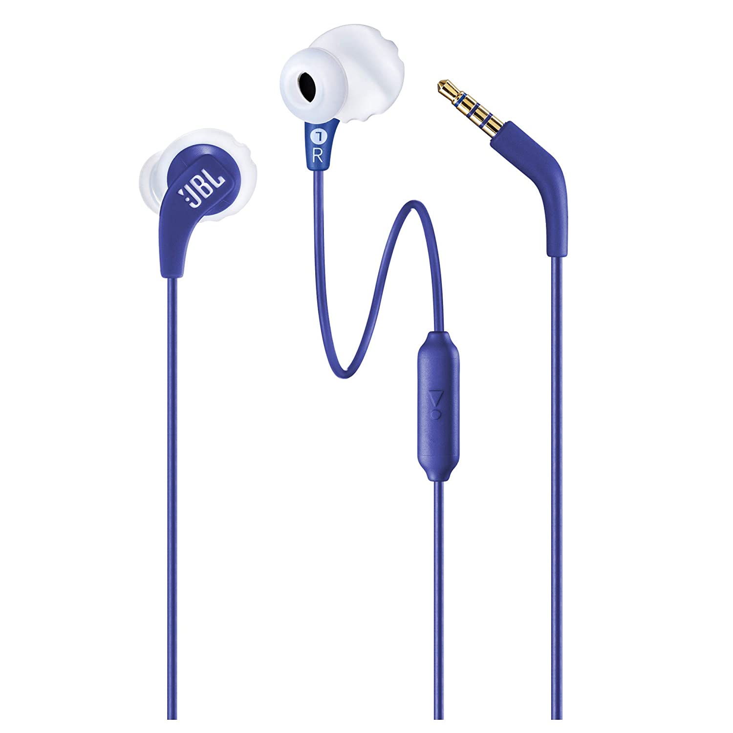 JBL Endurance Run, Sports in Ear Wired Earphones with Mic, Sweatproof, Flexsoft eartips, Magnetic Earbuds, Fliphook & TwistLock Technology with Voice Assistant Support for Mobiles (Blue)