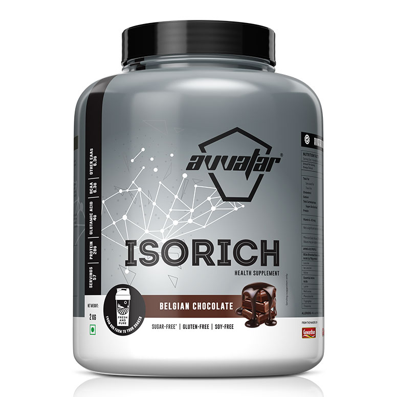AVVATAR ISORICH WHEY PROTEIN | 2Kg|Belgian Chocolate Flavour | Made with 100% Fresh Cow’s Milk