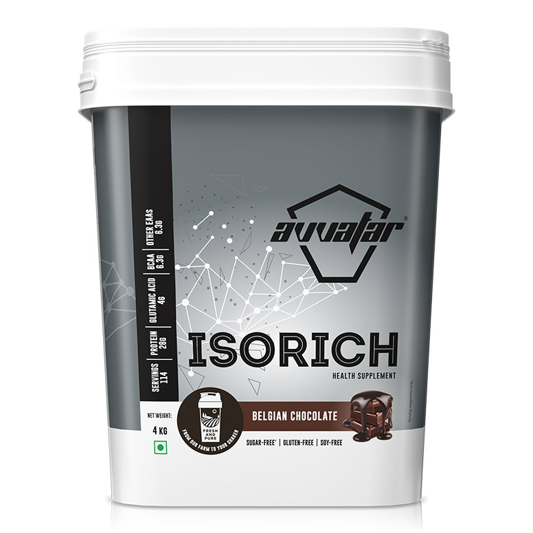 AVVATAR ISORICH WHEY PROTEIN | 4 Kg| Belgian Chocolate Flavour | Made with 100% Fresh Cow’s Milk