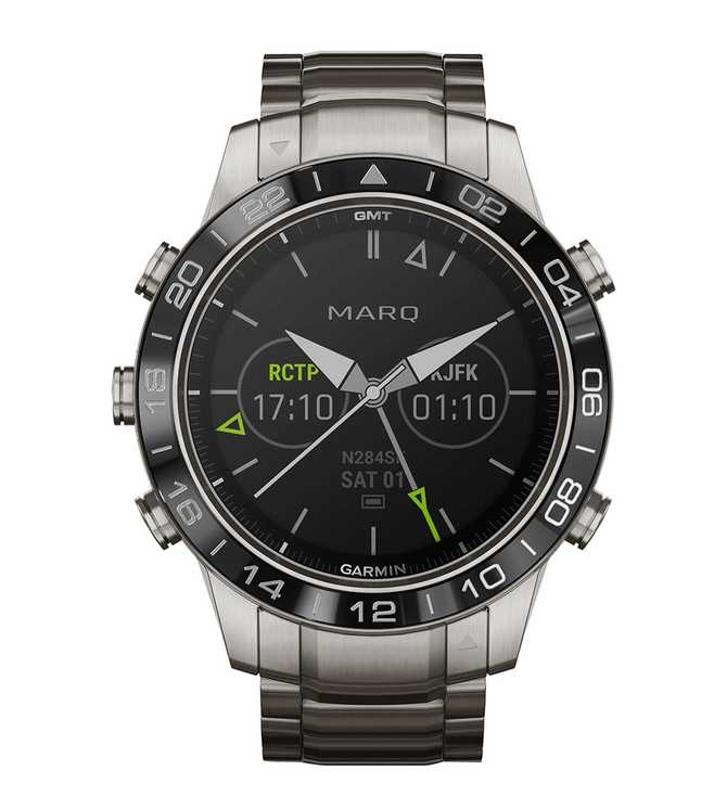 Garmin MARQ Aviator, Men’s Luxury Tool Watch Designed for Your Passion for Aviation, View Flight Paths, Weather Reports, Start Flight Logging and More